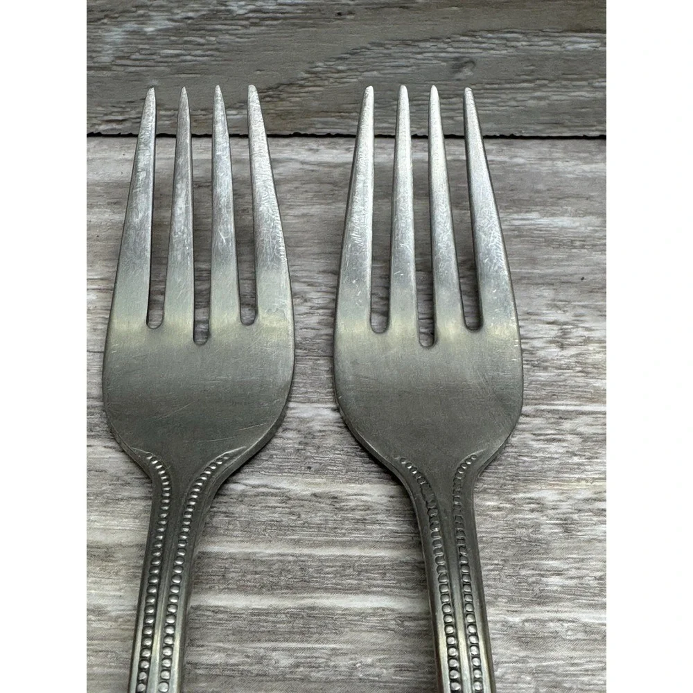 Towle Stainless BEADED ANTIQUE Set of 2 Salad Forks Germany 18/8 Stainless